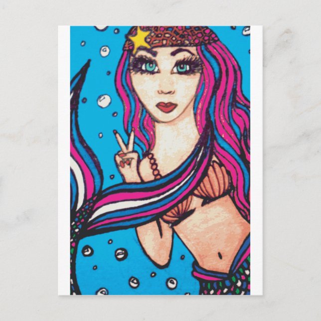 Postal Hippie Mermaid (Anverso)