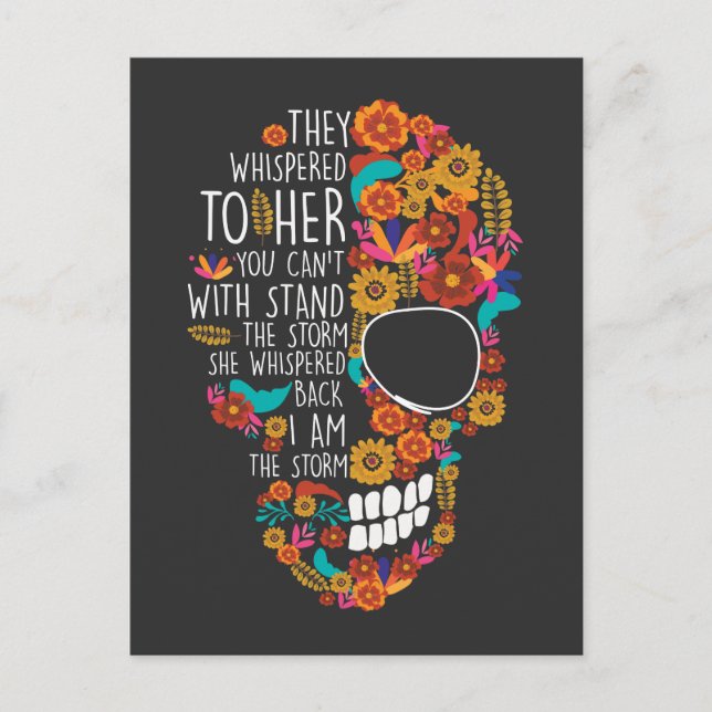 Postal Hippie Mom Flower Sugar Skull Floral (Anverso)