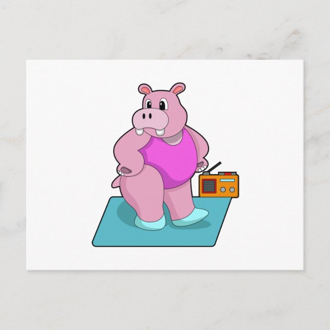 Postal Hippo at Fitness with Radio.PNG (Anverso)