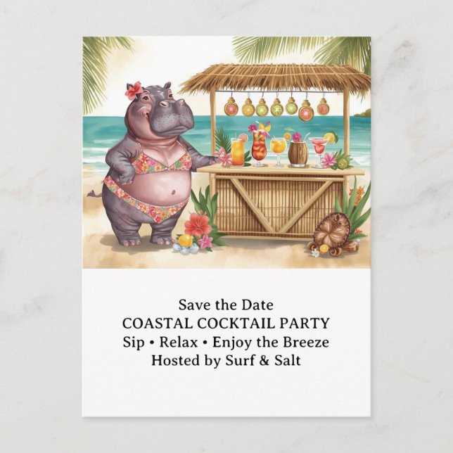 Postal HIPPO BEACH Cocktail Party  Welcome message (Anverso)