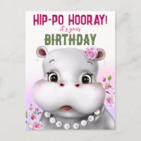 Hippo Chica Floral Rosa Cumpleaños
