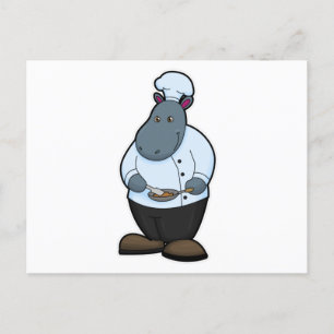 Postal Hippo cocinado con pan
