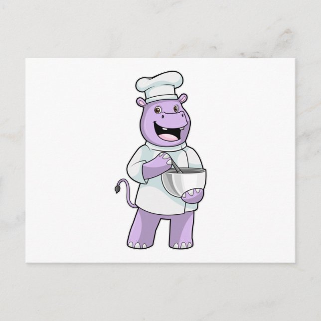 Postal Hippo como chef con Bowl (Anverso)