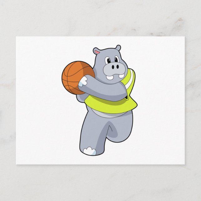 Postal Hippo como jugador de baloncesto con baloncesto.PN (Anverso)