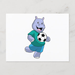Postal Hippo como jugador de fútbol con fútbol