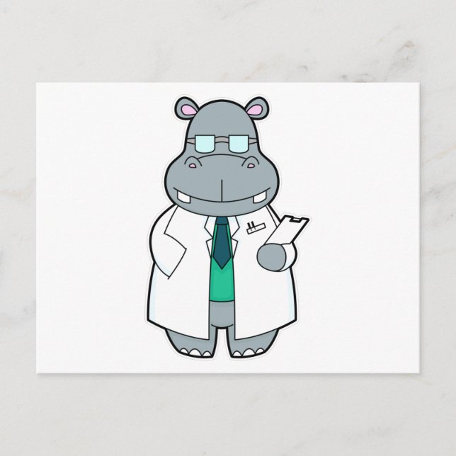 Postal Hippo como Médica con Smock (Anverso)