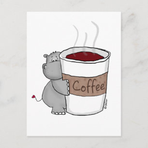 Postal Hippo con café
