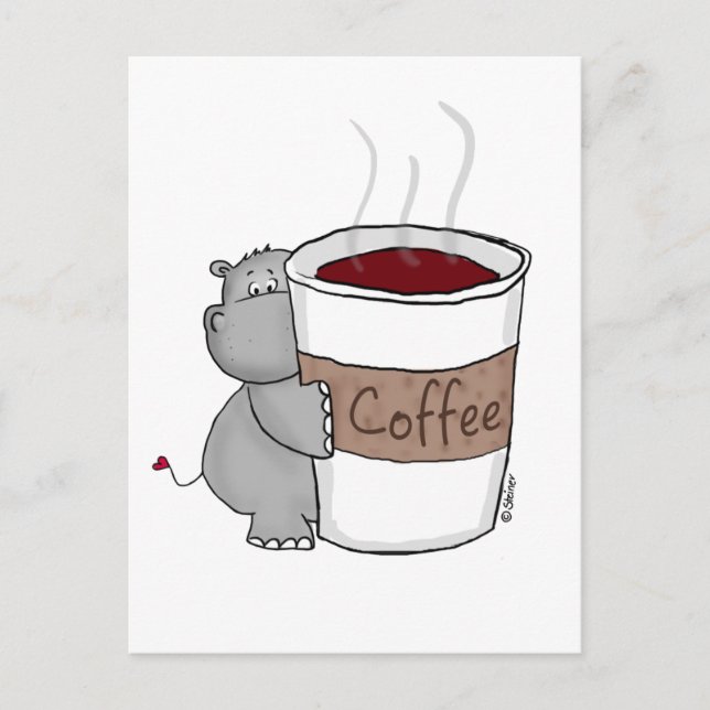 Postal Hippo con café (Anverso)