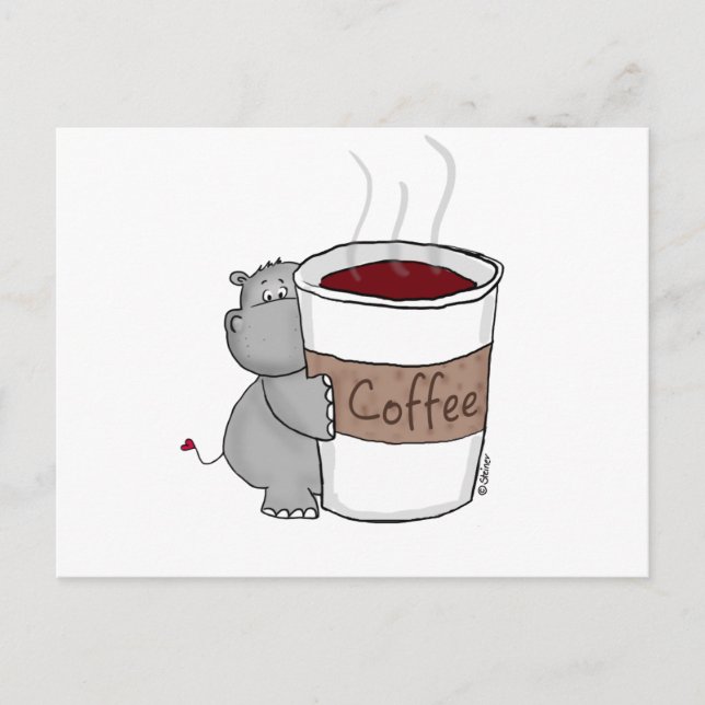 Postal Hippo con café (Anverso)