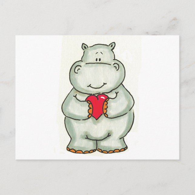 Postal Hippo con corazón (Anverso)