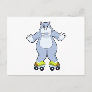 Postal Hippo con patines de patines