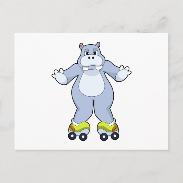 Postal Hippo con patines de patines (Anverso)
