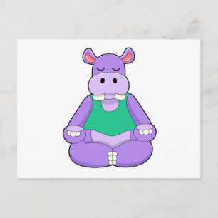 Postal Hippo en el yoga sentado