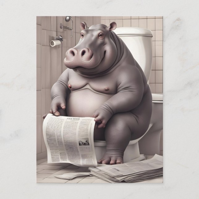 Postal Hippo en los diarios de lectura de inodoros (Anverso)