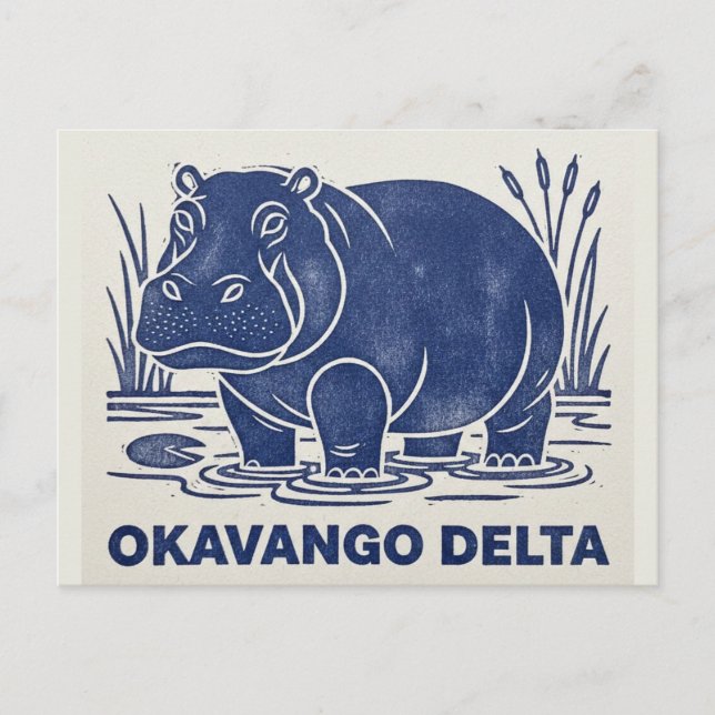 Postal Hippo in Okavango Delta Botswana (Anverso)