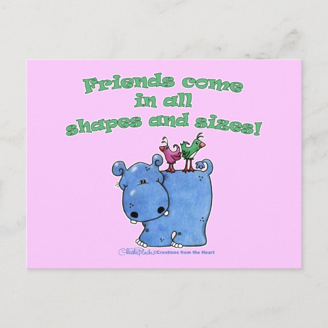 Postal Hippo y amigos de aves (Anverso)