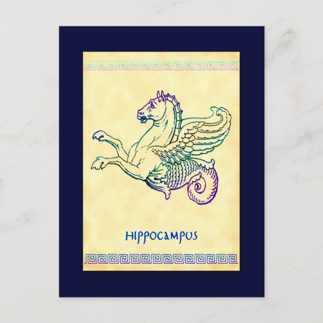 Postal Hippocampus Sea Horse Vintage Art Postcard (Anverso)