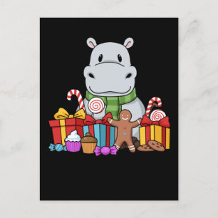 Postal Hippopótamo Regalos Niños Navidades Hippo