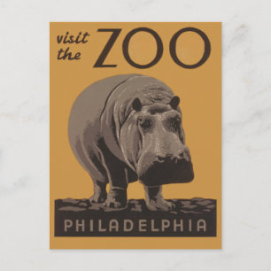 Postal Hippopótamo vintage hippo zoo poster wpa