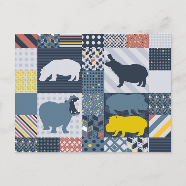Postal Hippos Faux Quilt (Anverso)