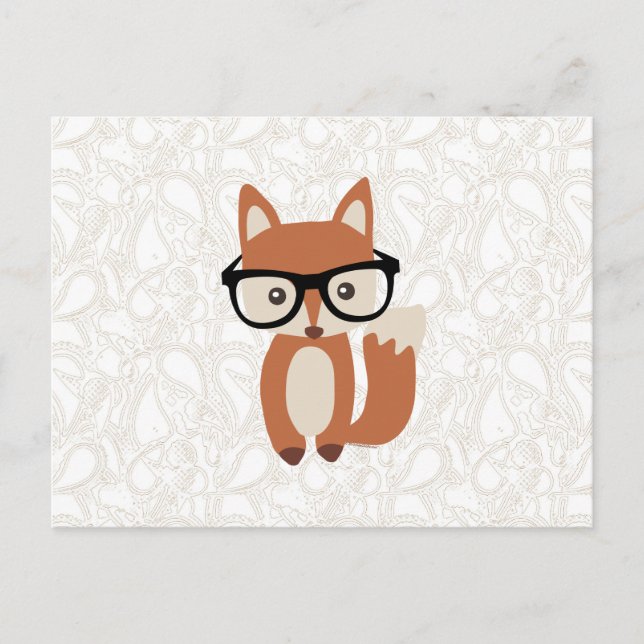 Postal Hipster Baby Fox con gafas (Anverso)