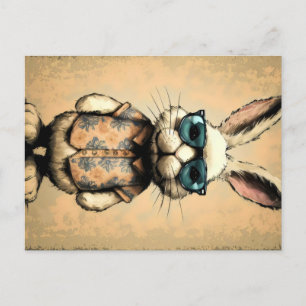 Postal Hipster Bunny absorbe videos de época con retro Su