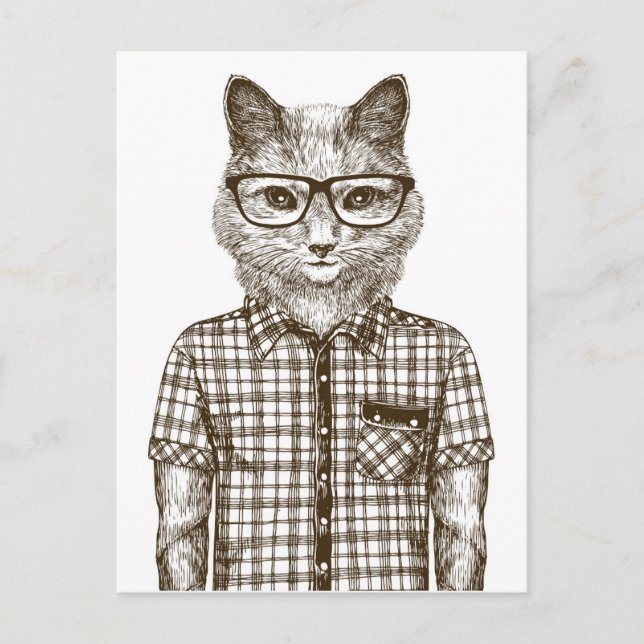 Postal Hipster Cat (Anverso)