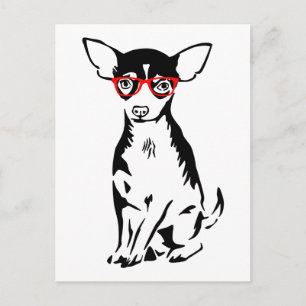 Postal Hipster Chihuahua Red Glass