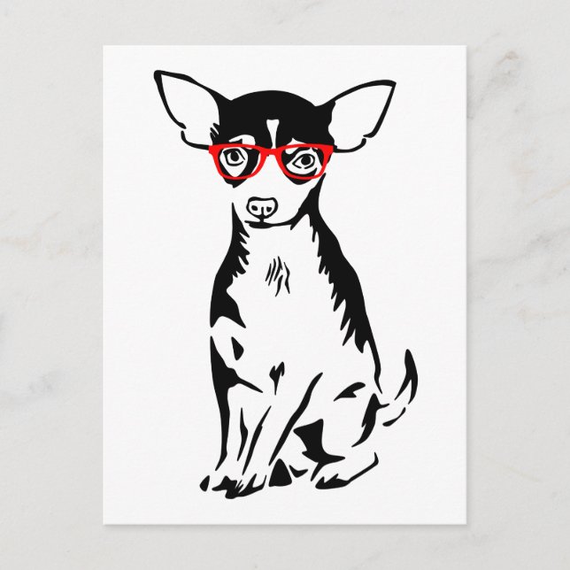 Postal Hipster Chihuahua Red Glass (Anverso)