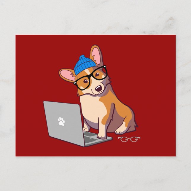 Postal Hipster Corgi 2 (Anverso)