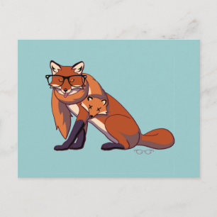 Postal Hipster Fox (sin texto)