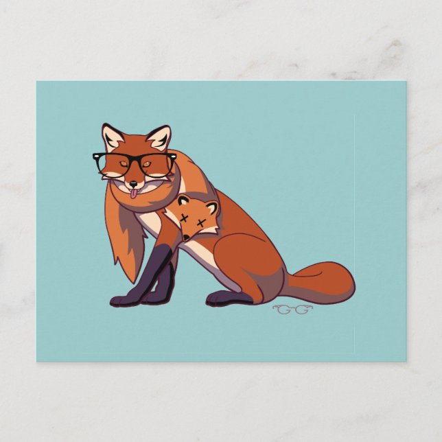 Postal Hipster Fox (sin texto) (Anverso)