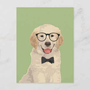 Postal Hipster Golden Retriever Puppy Postcard