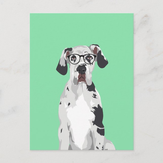 Postal Hipster Gran Danés para los amantes del perro (Anverso)
