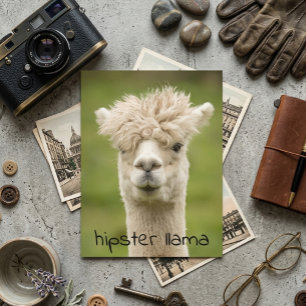 Postal Hipster Llama Peinado Divertido