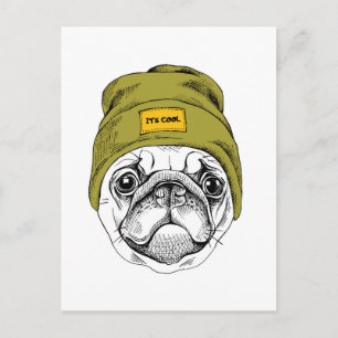 Postal Hipster Pug Es Guay