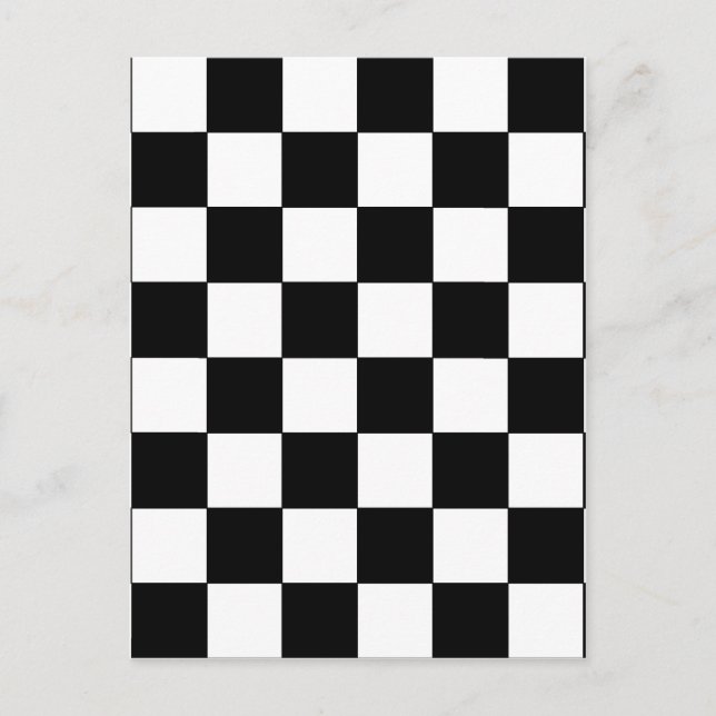 Postal Hípster retro de tablero de cheques en blanco y ne (Anverso)