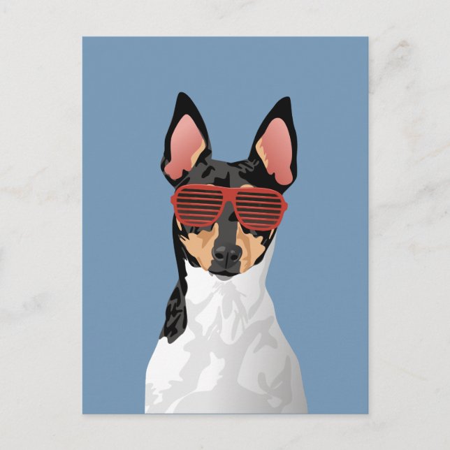 Postal Hipster Toy Fox Terrier para los amantes de (Anverso)