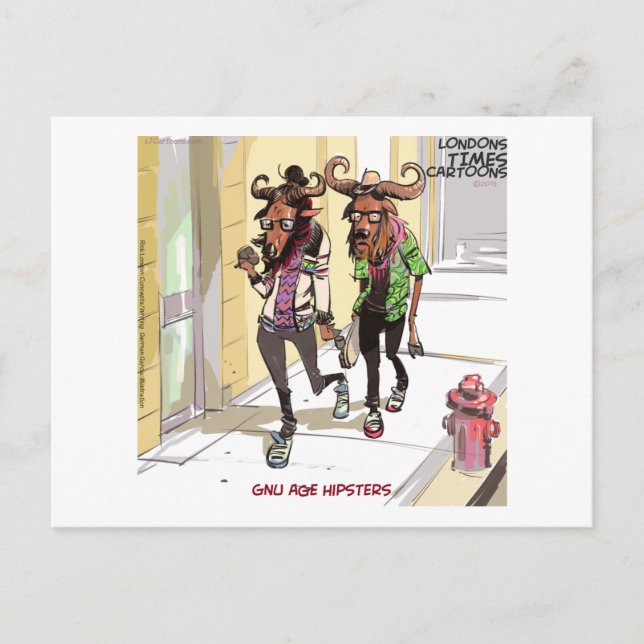 Postal Hipsters Divertidos de Edad Gnu (Anverso)