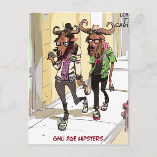Postal Hipsters Divertidos de la Era Gnu
