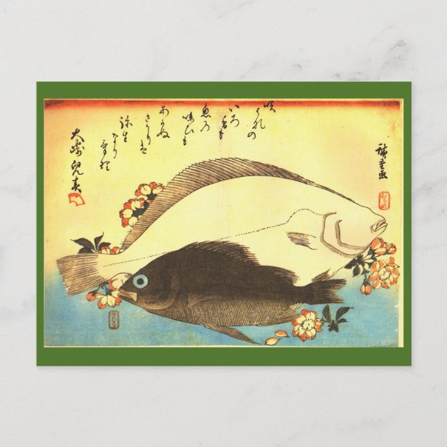Postal Hirame y Mebaru - Impresión japonesa de pescado de (Anverso)