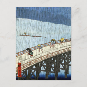 Postal Hiroshige Sudden Shower sobre el puente Shin-Ōashi