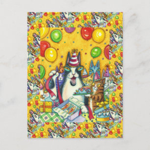 POSTAL HISS N' FITZ GATOS, KITTENS, MICE, DIVERTIDO CUMPL
