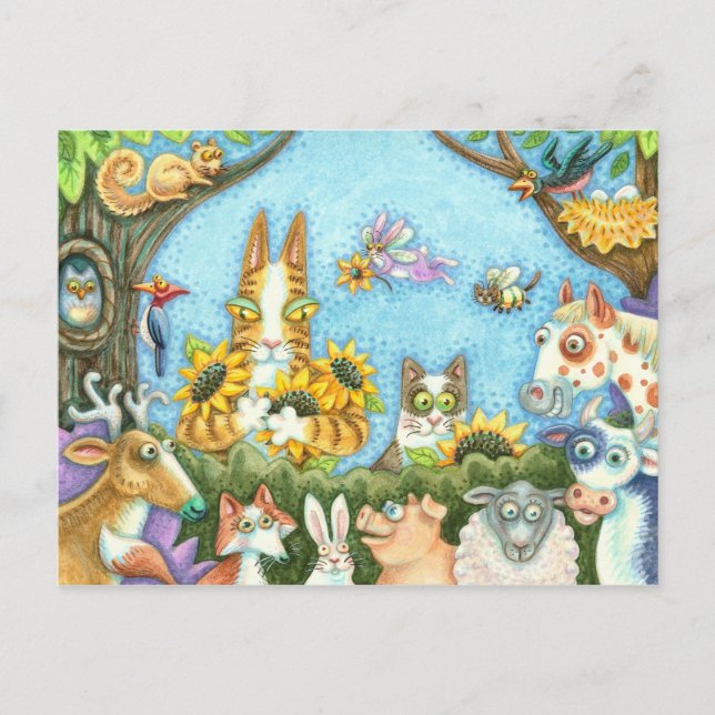 POSTAL HISS N' FITZ GATOS Y MENAGERÍA DE AMIGOS, DIVERTID (Anverso)