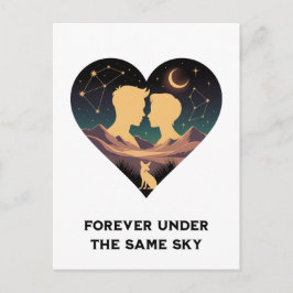 Postal Historia de amor cósmico corazón con arte de amant