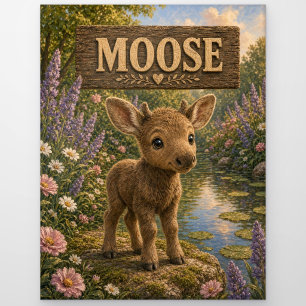 Postal Historia de bebé de alce lindo Animales de guarder