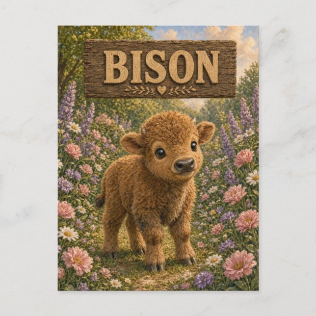 Postal Historia de bebés bisontes lindos libro infantil a (Anverso)