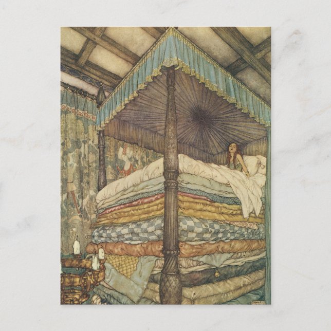 Postal Historia de hadas de época, princesa y pea, Edmund (Anverso)