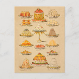 Postal Historia de la cocina de Ilustracion de pasteles d