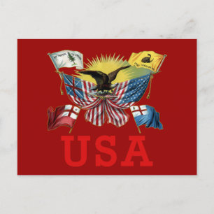 Postal Historia de las banderas estadounidenses en una ca